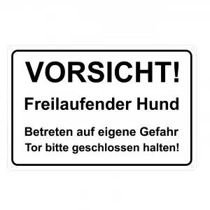 Warnschild „Vorsicht! Freilaufender Hund“ – 20x30 Cm, Kunststoff, Rot, Wetterfest, Für Zaun, Tor & Garten